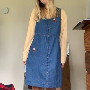 Vintage Denim Jean Embroidered Dress